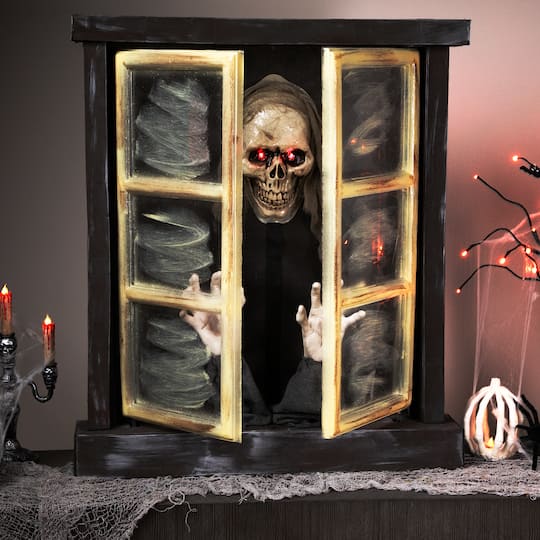 2.5Ft Lighted & Animated Opening Window Halloween Décor By Northlight in Black | 5" x 29" x 2.5ft | Michaels®